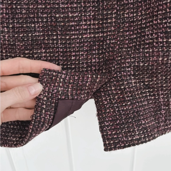 Ann Taylor Wool Tweed Two Piece Set Blazer Skirt Fringe Women 6 Office Feminine - Picture 11 of 16